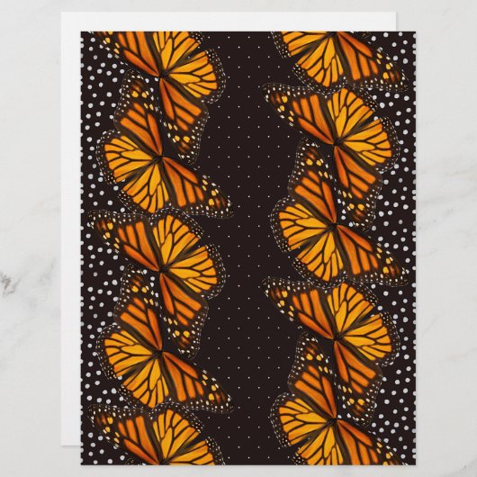 （昆虫）オオカバマダラ、モナークバタフライ点々のあるスイスアーツ&クラフト紙 (正面/裏面)