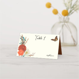 （昆虫）オオカバマダラ、モナークバタフライ秋フローラアイボリー プレイスカード