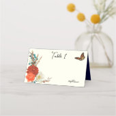 （昆虫）オオカバマダラ、モナークバタフライ秋フローラアイボリー プレイスカード (裏面)