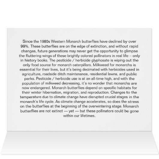 (昆虫)オオカバマダラ、モナークバタフライ(カラー化)ノートカード (内部横(上))