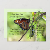 （昆虫）オオカバマダラ、モナークバタフライ&キャタピラー引用文はがき ポストカード (正面/裏面)