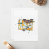 (昆虫)オオカバマダラ、モナークバタフライ、トンボ及びビーカード ノートカード (正面/裏面インサイチュ)