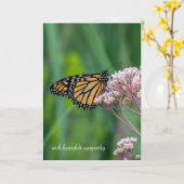 (昆虫)オオカバマダラ、モナークバターオンミルクウィード悔やみや弔慰 カード (黄色い花)