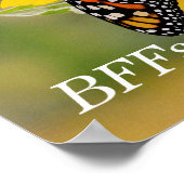 (昆虫)オオカバマダラ、モナークバターフィズオンサンフラワー ポスター (角)