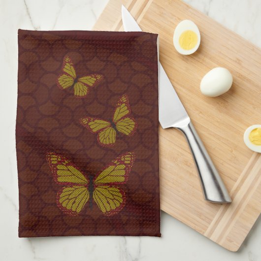 （昆虫）オオカバマダラ、モナーク中国のハンドタオル キッチンタオル (四つ折り)