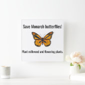 (昆虫)オオカバマダラ、モナーク四角時計 スクエア壁時計 (ホーム)