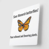 (昆虫)オオカバマダラ、モナーク四角時計 スクエア壁時計 (傾斜)