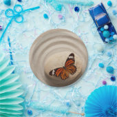 （昆虫）オオカバマダラ、モナーク蝶が石に咲く禅の庭 ペーパープレート (パーティー)