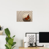 （昆虫）オオカバマダラ、モナーク蝶が石に咲く禅の庭 ポスター (ホームオフィス)