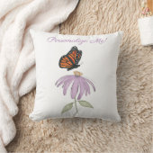 (昆虫)オオカバマダラ、モナーク蝶と紫色の円錐花 クッション (ブランケット)