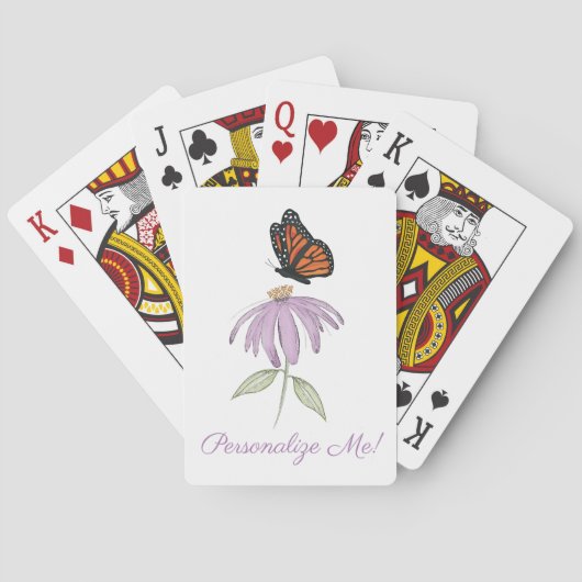 (昆虫)オオカバマダラ、モナーク蝶と紫色の円錐花 トランプ (裏面)