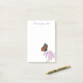 (昆虫)オオカバマダラ、モナーク蝶と紫色の円錐花 ポストイット (デスク上)