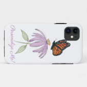 （昆虫）オオカバマダラ、モナーク蝶と紫色の円錐花 Case-Mate iPhoneケース (裏面(横))