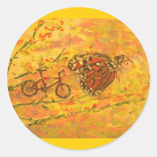 (昆虫)オオカバマダラ、モナーク蝶と自転車 ラウンドシール