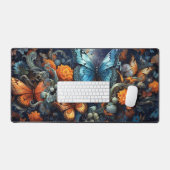 (昆虫)オオカバマダラ、モナーク蝶と野花 デスクマット (キーボード&マウス)