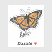 (昆虫)オオカバマダラ、モナーク蝶のアートワーク(名前) シール (シート)