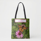 （昆虫）オオカバマダラ、モナーク蝶のエキナセア円錐花の写真 トートバッグ (正面)