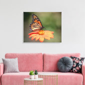 (昆虫)オオカバマダラ、モナーク蝶のオレンジの花 キャンバスプリント (インサイチュ (リビング))