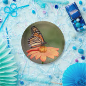 （昆虫）オオカバマダラ、モナーク蝶のオレンジの花 ペーパープレート (パーティー)