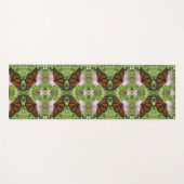 （昆虫）オオカバマダラ、モナーク蝶のピンクのアザミ – 2つの側面の写真 ヨガマット (正面(横))