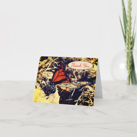 （昆虫）オオカバマダラ、モナーク蝶のポーズ付け自然サンキューカード サンキューカード (正面)