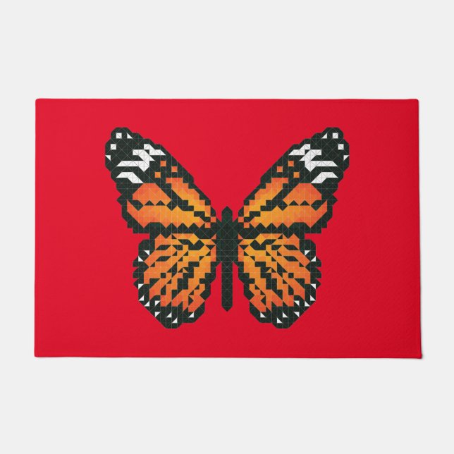 （昆虫）オオカバマダラ、モナーク蝶の多角形 ドアマット (正面)