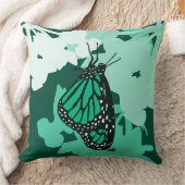 (昆虫)オオカバマダラ、モナーク蝶の昆虫動物の緑 クッション (ブランケット)
