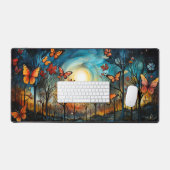 (昆虫)オオカバマダラ、モナーク蝶の木 デスクマット (キーボード&マウス)