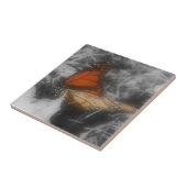 (昆虫)オオカバマダラ、モナーク蝶の白黒自然 タイル (側面)