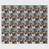 (昆虫)オオカバマダラ、モナーク蝶の白黒自然 ラッピングペーパー (フラット)