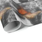 (昆虫)オオカバマダラ、モナーク蝶の白黒自然 ラッピングペーパー (ロールコーナー)