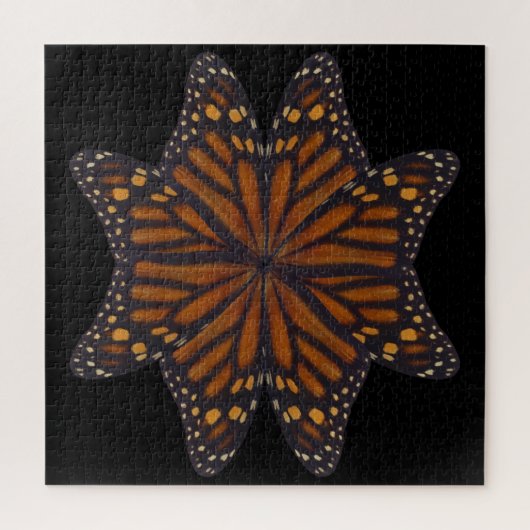 （昆虫）オオカバマダラ、モナーク蝶の羽の円形パターン ジグソーパズル (縦)