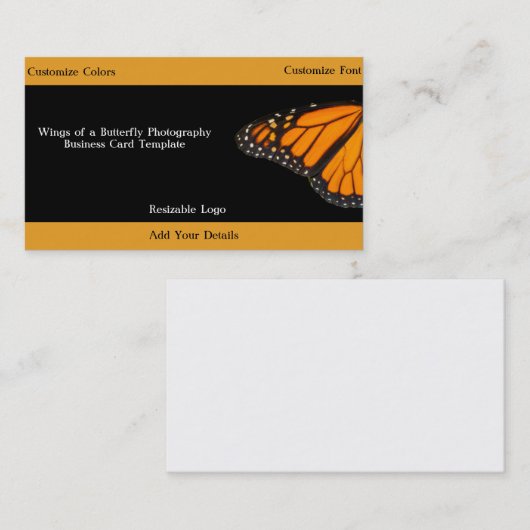 (昆虫)オオカバマダラ、モナーク蝶の翼 名刺 (正面/裏面)