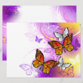 （昆虫）オオカバマダラ、モナーク蝶の背景（紫） (正面/裏面)