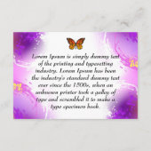 (昆虫)オオカバマダラ、モナーク蝶の背景(紫) エンクロージャーカード (裏面)