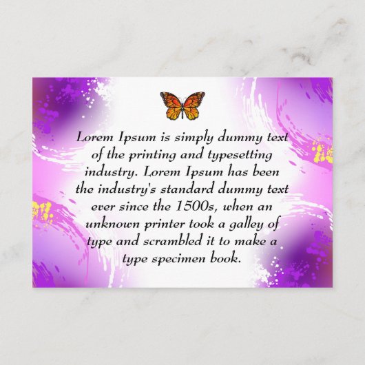 (昆虫)オオカバマダラ、モナーク蝶の背景(紫) エンクロージャーカード (裏面)