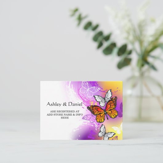 (昆虫)オオカバマダラ、モナーク蝶の背景(紫) エンクロージャーカード (スタンド正面)