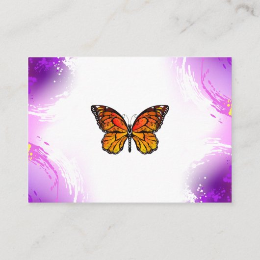 (昆虫)オオカバマダラ、モナーク蝶の背景(紫) エンクロージャーカード (裏面)