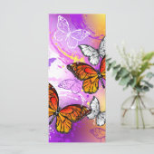 (昆虫)オオカバマダラ、モナーク蝶の背景(紫) カード (スタンド正面)