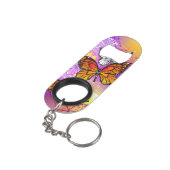 （昆虫）オオカバマダラ、モナーク蝶の背景（紫） キーホルダー栓抜き (裏面アングル)