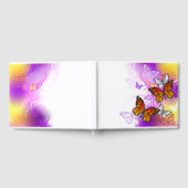 （昆虫）オオカバマダラ、モナーク蝶の背景（紫） ゲストブック (全面)