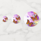 （昆虫）オオカバマダラ、モナーク蝶の背景（紫） コンフェッティ (正面)