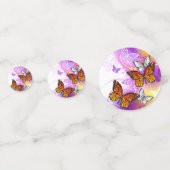 （昆虫）オオカバマダラ、モナーク蝶の背景（紫） コンフェッティ (裏面)