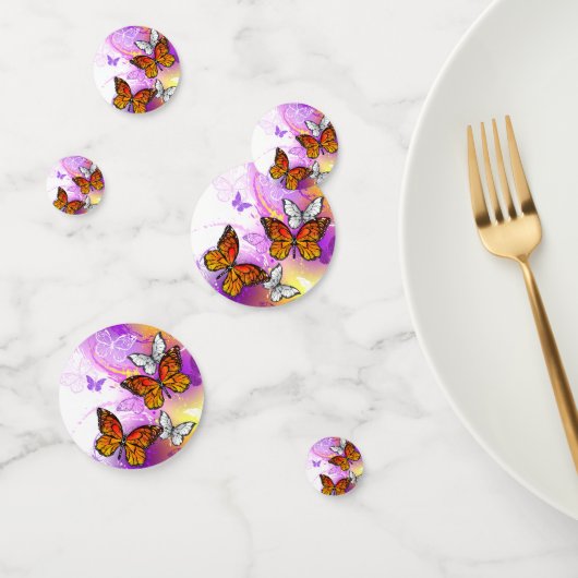 （昆虫）オオカバマダラ、モナーク蝶の背景（紫） コンフェッティ (グループ)