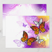 （昆虫）オオカバマダラ、モナーク蝶の背景（紫） シーズンカード (正面/裏面)