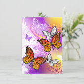 (昆虫)オオカバマダラ、モナーク蝶の背景(紫) シーズンカード (スタンド正面)