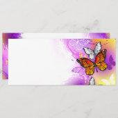 (昆虫)オオカバマダラ、モナーク蝶の背景(紫) シーズンカード (正面/裏面)