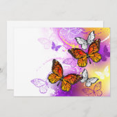 (昆虫)オオカバマダラ、モナーク蝶の背景(紫) シーズンカード (正面/裏面)