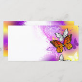 (昆虫)オオカバマダラ、モナーク蝶の背景(紫) シーズンカード (正面/裏面)