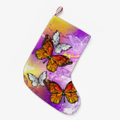 （昆虫）オオカバマダラ、モナーク蝶の背景（紫） スモールクリスマスストッキング (正面 (吊り時))